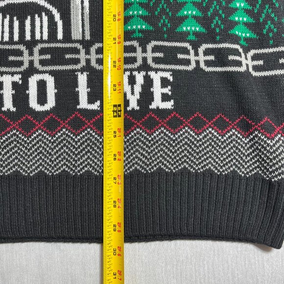 Men Ugly Christmas Sweater Live to Ride - Ride to Live Skeleton on Motorcycle XL - Picture 6 of 9